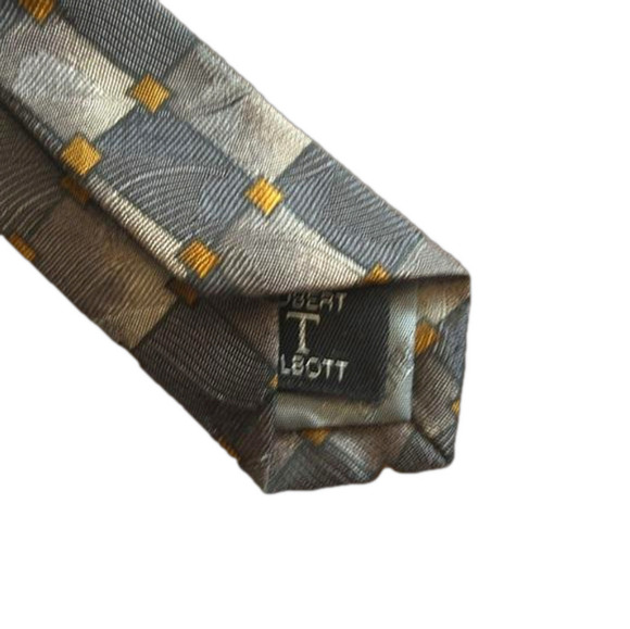 Nordstrom’s Robert Talbot silk tie in dark browns/black geometric pattern - Picture 4 of 7
